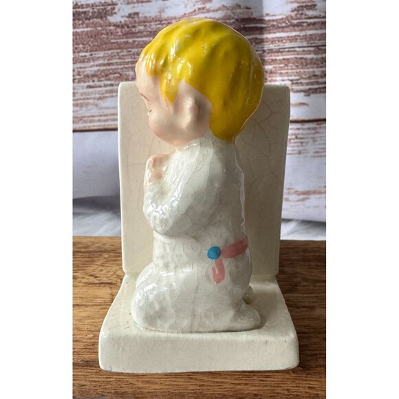 Vintage Ceramic Praying Child & Lamb Figurine Planter - Picture 4 of 10